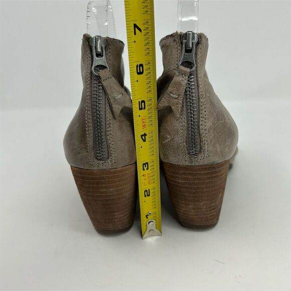 OTBT Patchouli Ruched Gray Leather Back Zipper Heeled Sandals Size 9M Open Toe - Picture 8 of 14
